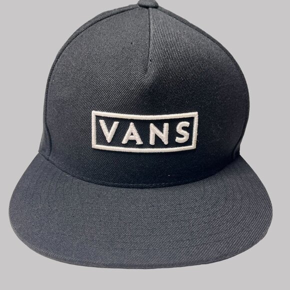 Vans Hat Cap Snap Back Adult Black White Streetwear Skater Spell Out Script Mens - Picture 1 of 9
